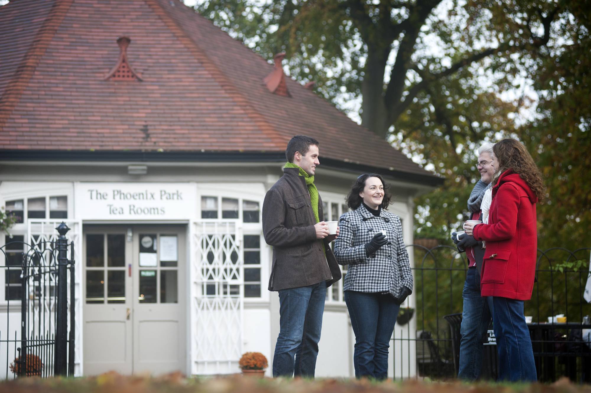 Friends having coffee at The Phoenix Park Tea Rooms, Dublin. Ireland's Content Pool. 